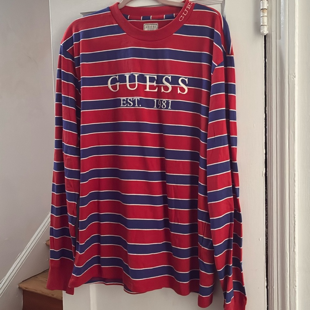 Guess Striped Embroidered Long Sleeve Shirt